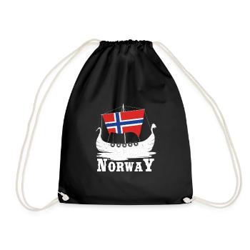 Norwegen Boot Wikinger Geschenk - Turnbeutel - Schwarz - Vorne