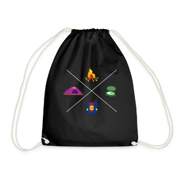 Boy Scout Camping Campfire Travel Adventure - Drawstring Bag - black - Front