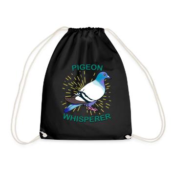 Pigeon bird bird watching zoologist ornithologist - Drawstring Bag - black - Front