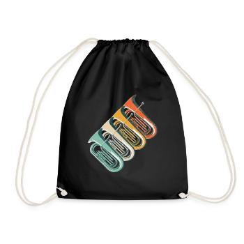 Retro Tuba Player Vintage Gift Idea - Drawstring Bag - black - Front