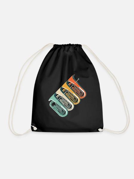 Retro Tuba Spieler Geschenk Vintage Geschenkidee - Turnbeutel - Schwarz