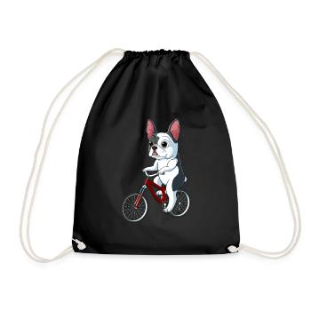 French Bulldog on a Bicycle - Drawstring Bag - black - Front