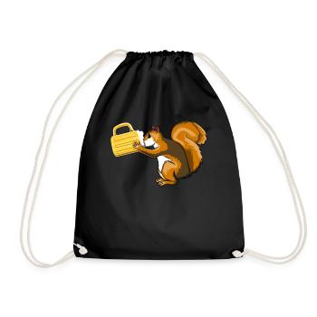 Squirrel Beer Drinking Nature Rodent Wildlife - Drawstring Bag - black - Front