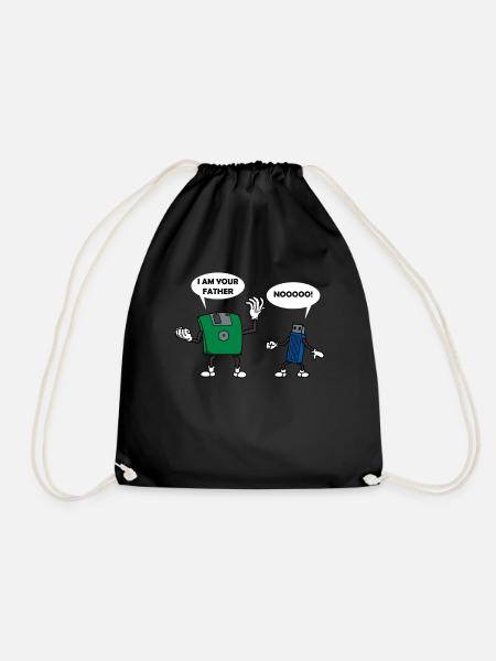 Computer technology floppy disk USB stick gift - Drawstring Bag - black