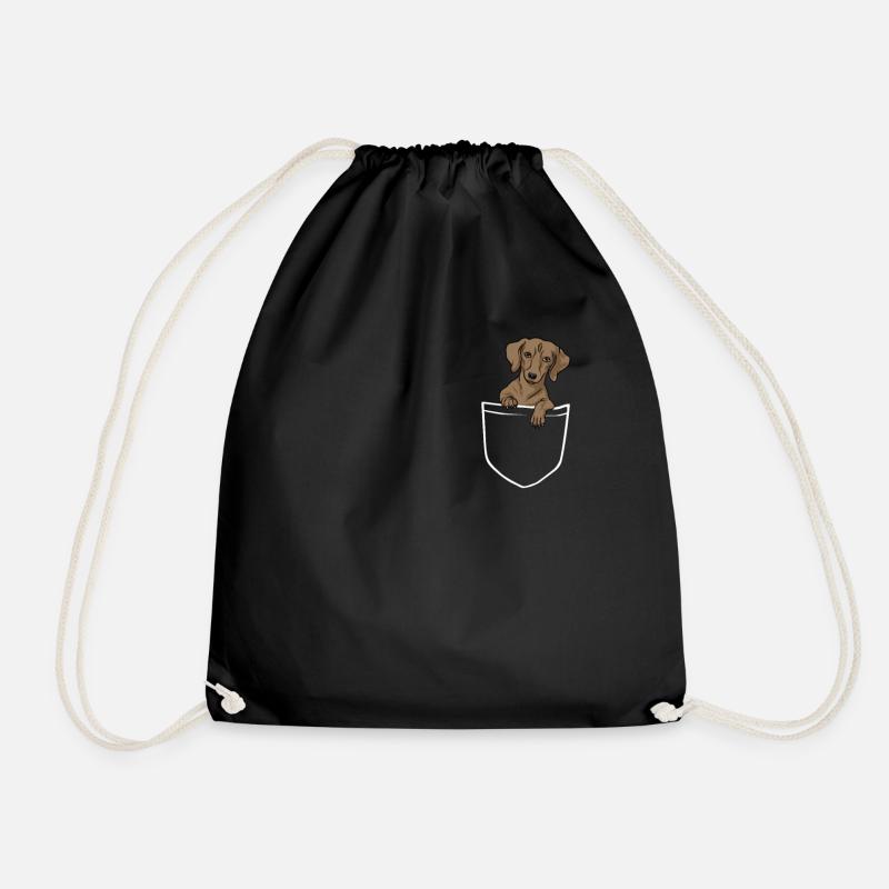 Dackel Lustiges Dackel in Brusttasche Geschenk - Turnbeutel - Schwarz