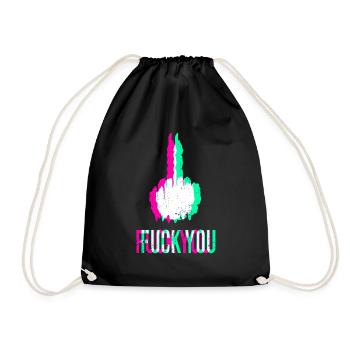 Fuck You Mittelfinger 3D Effekt Fick Dich Böse - Turnbeutel - Schwarz - Vorne