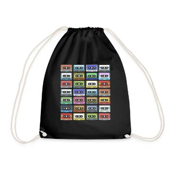 Cassettes 80s 90s - 80s 90s Retro Music Gift - Drawstring Bag - black - Front