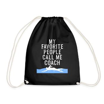 Swimming instructor swimming coach gift swimmer - Drawstring Bag - black - Front