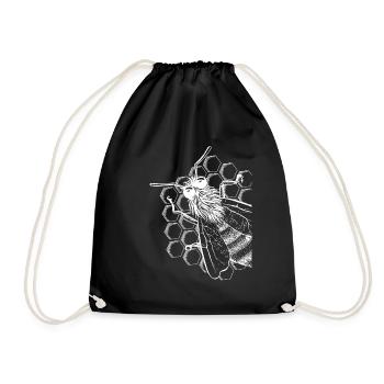 Imker Bienen Geschenk Honig Motiv - Turnbeutel - Schwarz - Vorne