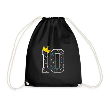 10e anniversaire Dix couronnes nombre Prince Princesse - Sac de sport léger - noir - Devant