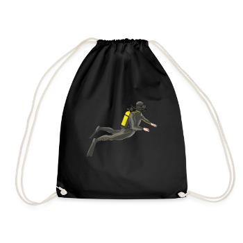 Scuba Diving Ocean Snorkel Male Scuba Diver Gift - Drawstring Bag - black - Front
