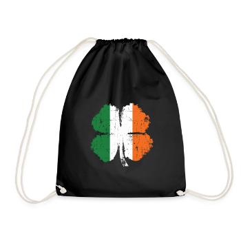 Ireland Cloverleaf Gift - Drawstring Bag - black - Front