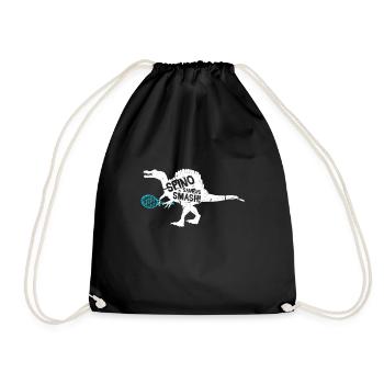 Dinosaurier Tennis Dino mit Tennisschläger - Turnbeutel - Schwarz - Vorne