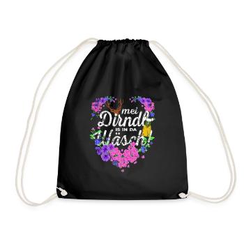 Mei Dirndl is in da Wäsch Dirndl - Drawstring Bag - black - Front