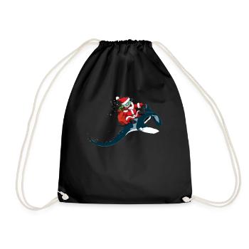 Christmas Manta Ray Xmas Diving Gift Idea - Drawstring Bag - black - Front