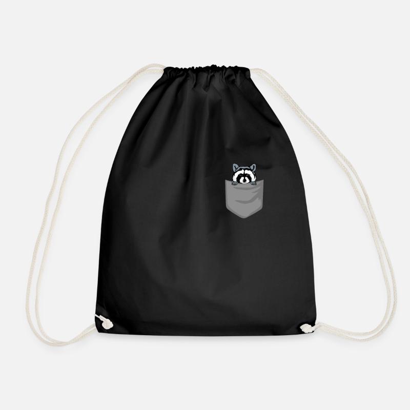 Waschbär in Brusttasche Bär in Tasche Geschenk - Turnbeutel - Schwarz