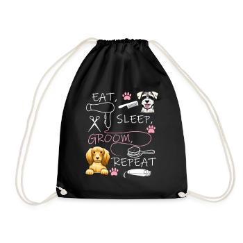 Dog Dog Groomer Dog Hairstyle Dog Grooming Gift - Drawstring Bag - black - Front