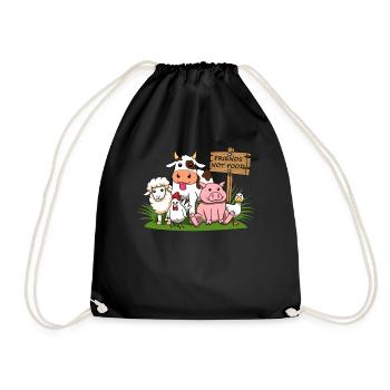 Friends Not Food Essen Vegan Vegetarisch Pflanze - Turnbeutel - Schwarz - Vorne