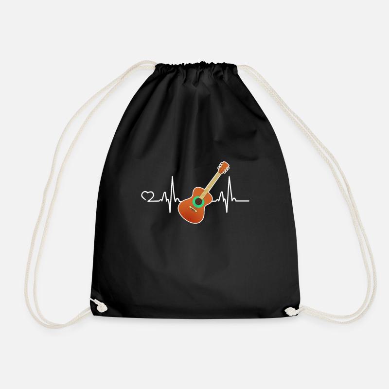 Gitarre Herzschlag E Gitarrist Musiker Geschenk - Turnbeutel - Schwarz