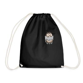 Hérisson dans la poche de poitrine Cadeau drôle de hérisson - Sac de sport léger - noir - Devant