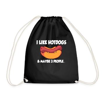 Hotdog Sausage Sausages Fast Food Mustard Gift - Drawstring Bag - black - Front