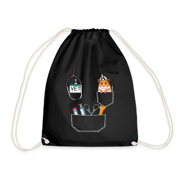 Veterinarian Student Assistant Animals Rescue Gift - Drawstring Bag - black - Front