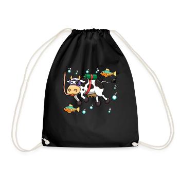 Vache bovins plongeur plongeur mer océan cadeau - Sac de sport léger - noir - Devant