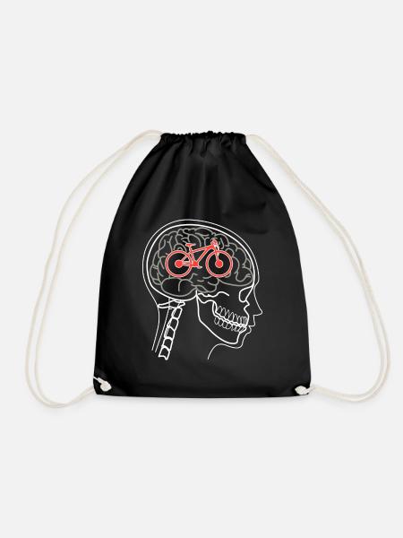 Bike driving brain biker gift cycling cycling - Drawstring Bag - black