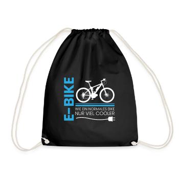 E-Bike Fahrer Spruch cooler als ein normales BIke - Turnbeutel - Schwarz - Vorne