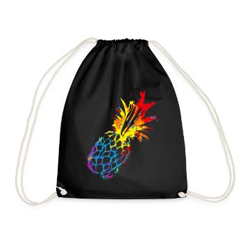 Buntes Ananas - Turnbeutel - Schwarz - Vorne