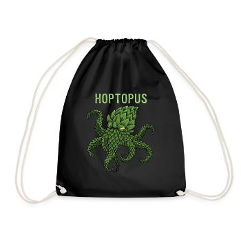 Hoptopus Funny octopus hops beer gift - Drawstring Bag - black - Front