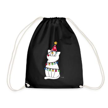 Christmas cat - Drawstring Bag - black - Front