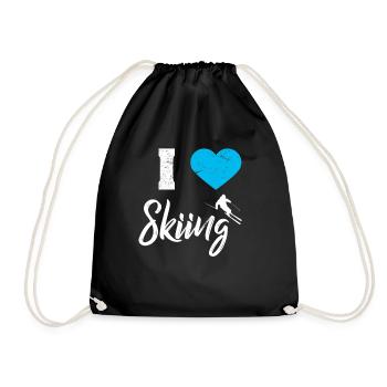 Skiing Skiing Skiing Skiing Skiing Berg - Drawstring Bag - black - Front