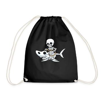 Requin Halloween os squelette cadeau drôle - Sac de sport léger - noir - Devant
