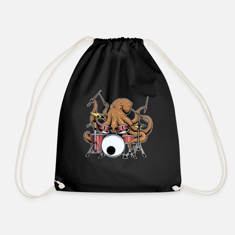 Oktopus Drummer Lustiges Drummer Band Geschenk - Turnbeutel - Schwarz