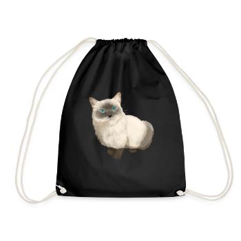 Ragdoll Katze - Turnbeutel - Schwarz - Vorne