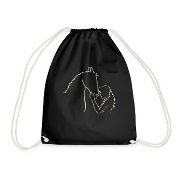 Pferde Mädchen Pferd Reiten Reiter Reitsport - Turnbeutel - Schwarz - Vorne
