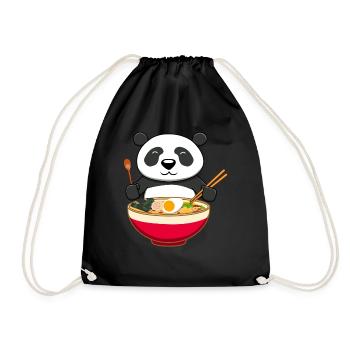 Panda Bear Ramen Kawaii Noodles Japan Gift - Drawstring Bag - black - Front