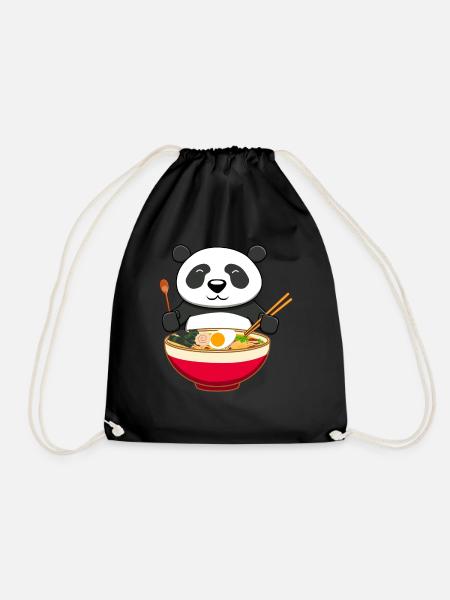 Panda Bär Ramen Kawaii Nudeln Japan Geschenk - Turnbeutel - Schwarz