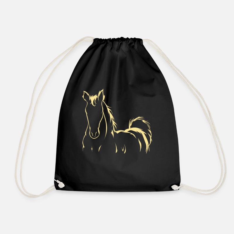 Pferde Zeichnung Reiten Pony Reiter Geschenk - Turnbeutel - Schwarz