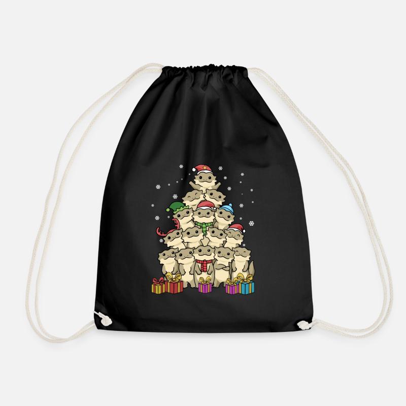 Bearded Dragon Christmas Funny Christmas Gift - Drawstring Bag - black