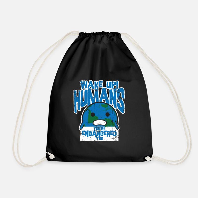 climate Change - Drawstring Bag - black