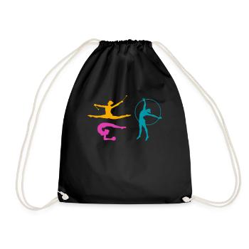 Gymnastik Sport Turnen Turnerin Tanzen Geschenk - Turnbeutel - Schwarz - Vorne