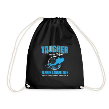 Taucher tun es Tiefer Tauchen Tauch-Sprüche Wasser - Turnbeutel - Schwarz - Vorne