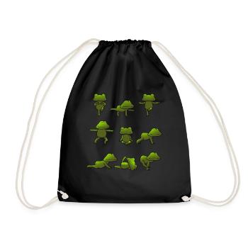 Yoga Frosch Froschyoga Meditation Frösche Geschenk - Turnbeutel - Schwarz - Vorne