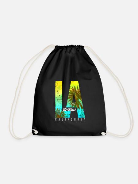 Los Angeles LA - Drawstring Bag - black