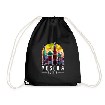 Moskau Russland - Turnbeutel - Schwarz - Vorne