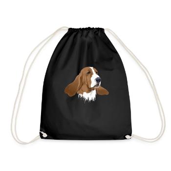 Basset Hound - Drawstring Bag - black - Front