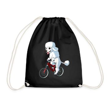 Chien caniche sur un vélo - Sac de sport léger - noir - Devant