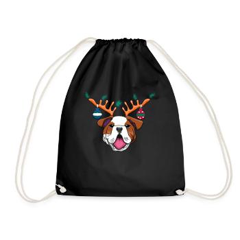 Bulldogge Weihnachten Hund Französisch Haustier - Turnbeutel - Schwarz - Vorne